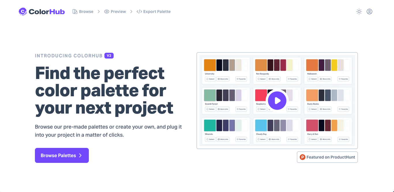 ColorHub user interface